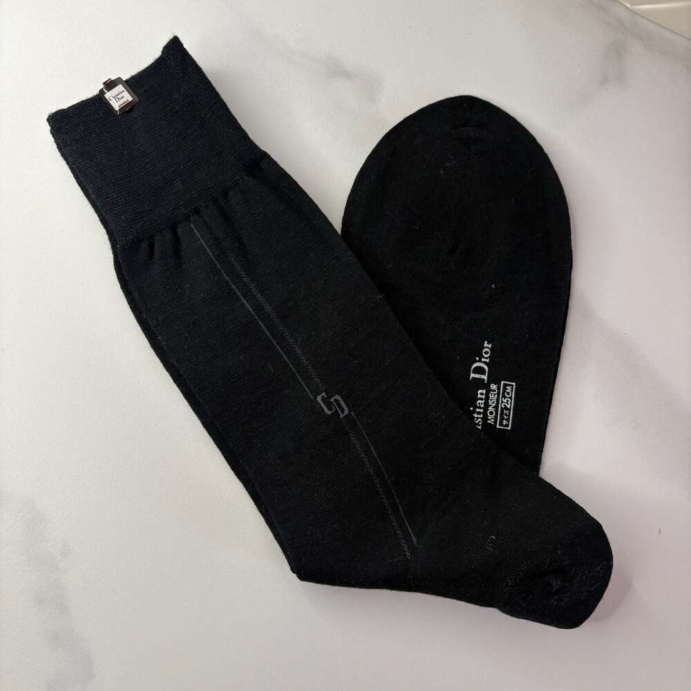 Christian Dior Monsieur Black CD Logo Dress Socks Size 25cm